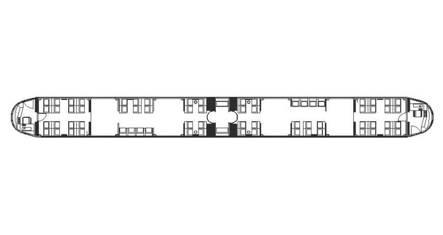 Vehicle block of train plan 2d view in autocad software