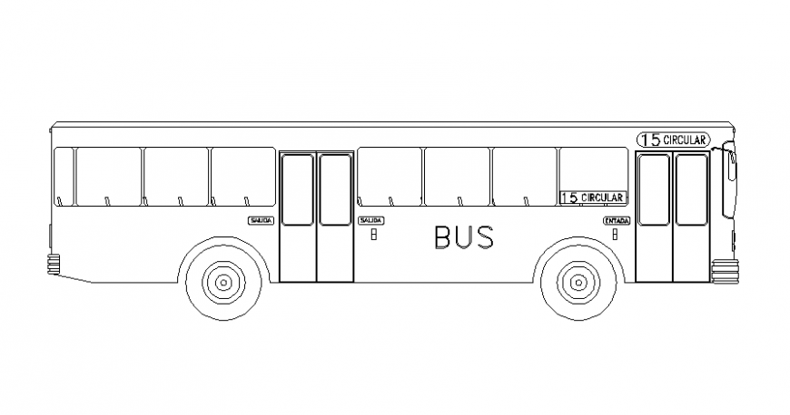 Vehicle transportation units of bus units autocad software file