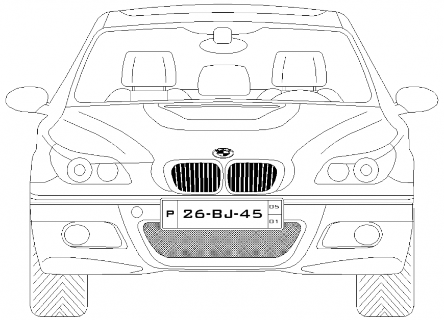 Vehicles car plan with a detailing dwg file.