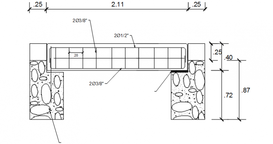 Vehicular footbridge beam detail cad file