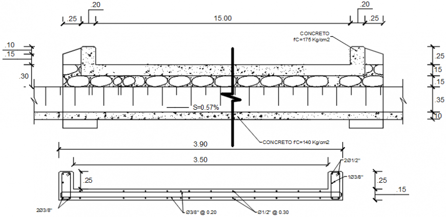 Vehicular footbridge section cad drawing file