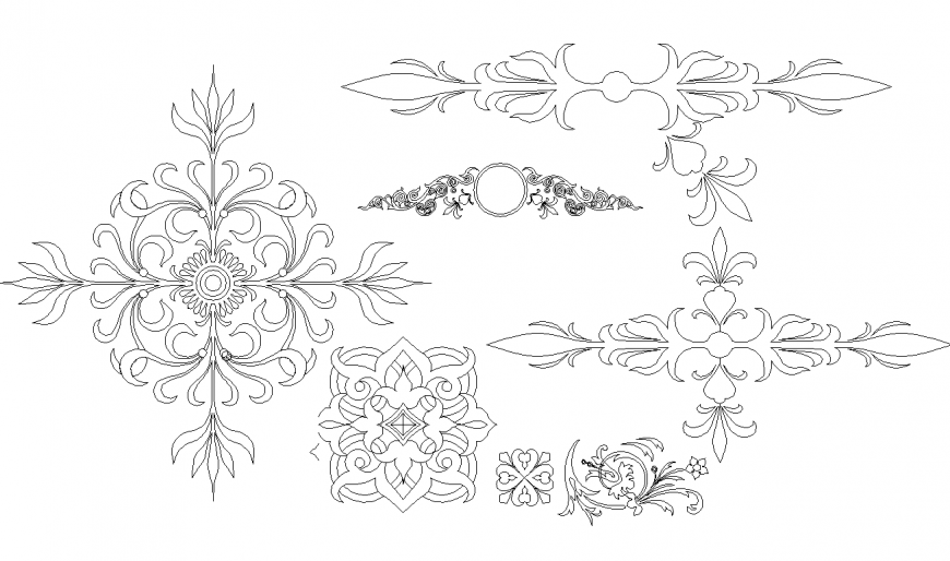 Wall design tiles detail dwg file