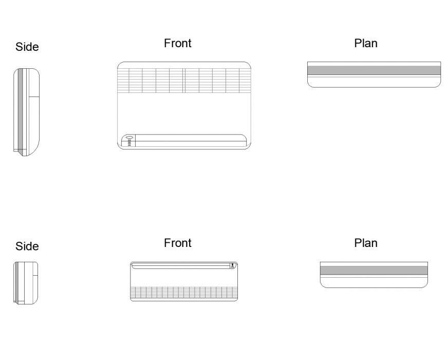 Wall mounted air conditioning detail dwg file