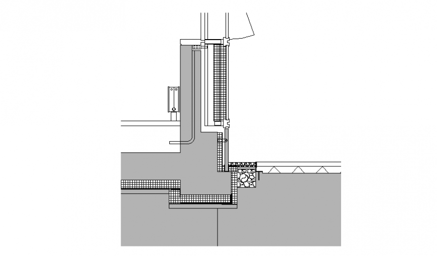 Wall section hatching detail dwg file