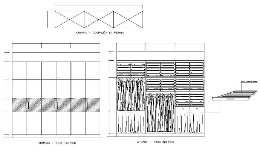 Wardrobe Cupboard Detailing 2D CAD Furniture Blocks DWG File