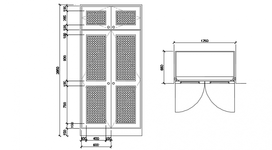 Wardrobe design plan and elevations
