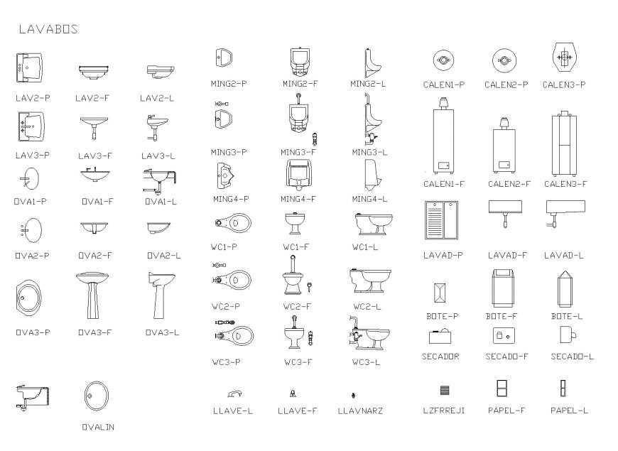 Water closed, sink and urinal plan autocad file