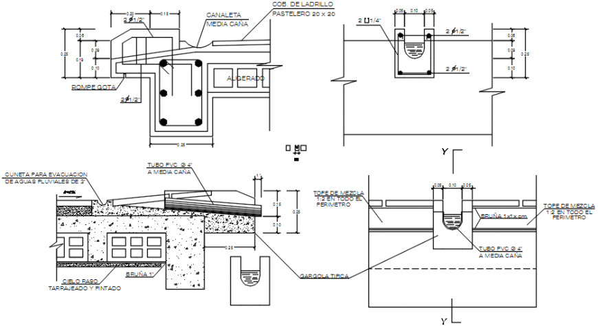 Water drain concrete construction autocad file