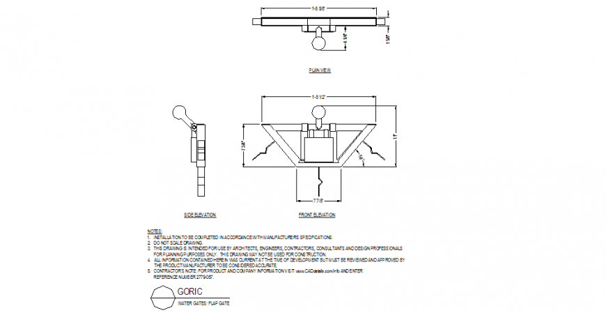 Water gate-flap gate detail layout file