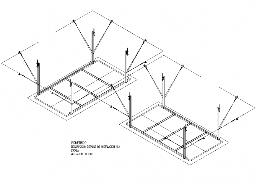 Waves installation isometric view detail dwg file