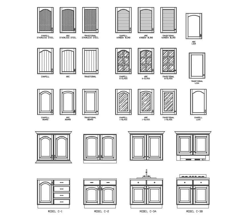 Window block detail elevation 2d view autocad file