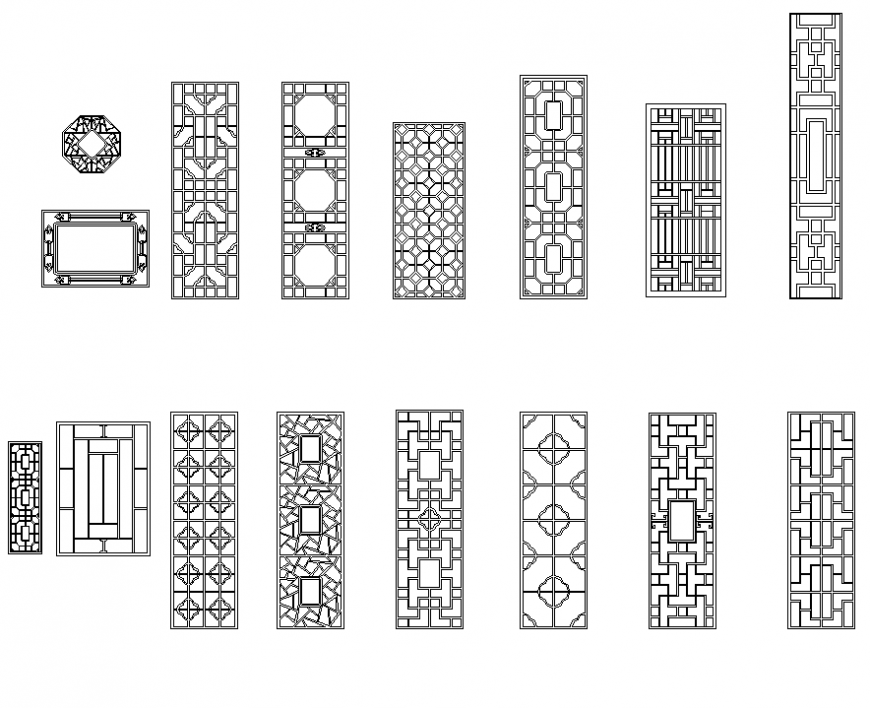 Window solid grill detail elevation 2d view autocad file