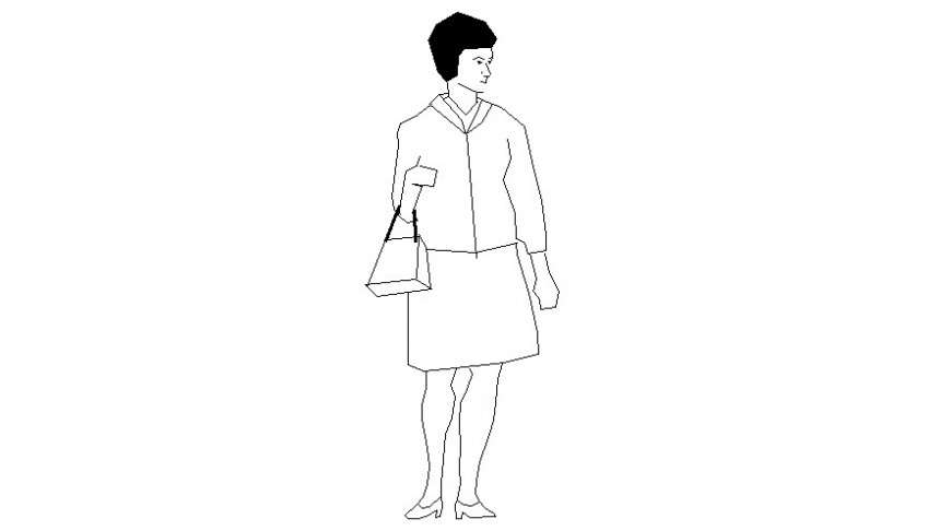 Women with beg in standing position in AutoCAD file