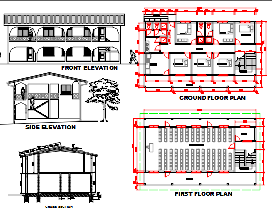 womens hostel dwg file