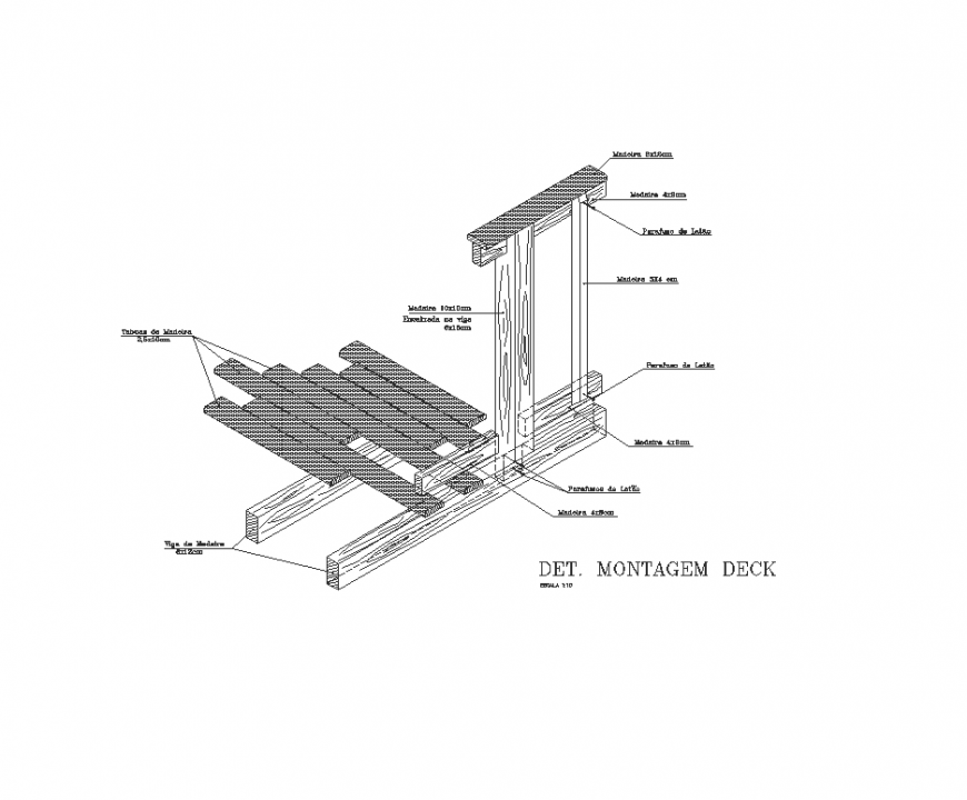 Wooden deck section autocad file