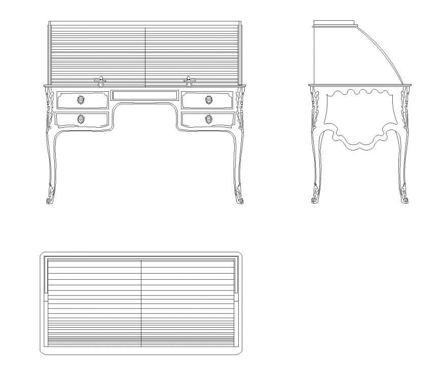 Writing desk CAD block autocad file