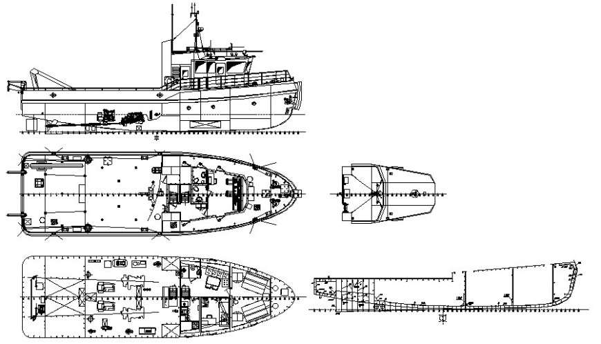 Yacht Elevation 2D View Drawing in AutoCAD DWG File