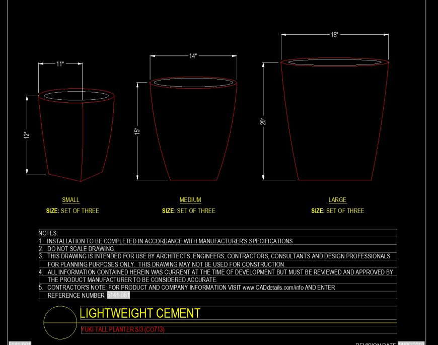 Yuki tall planter drawing in dwg file.