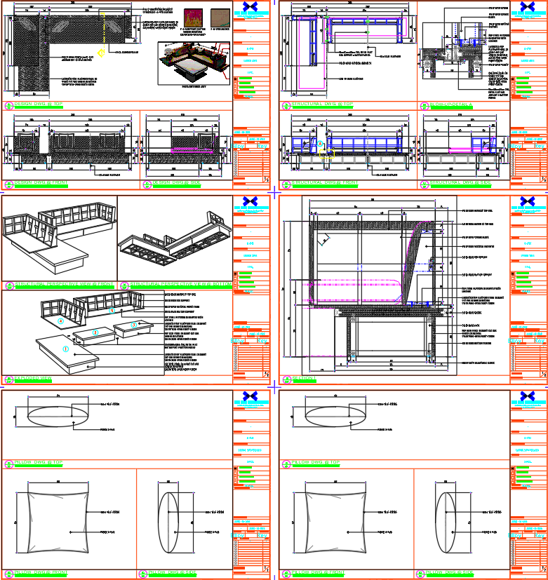 Modular Sofa AutoCAD Detail Drawing with Sections