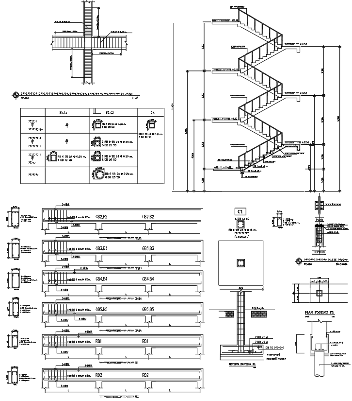 Staircase and Structural CAD Drawing DWG Layout