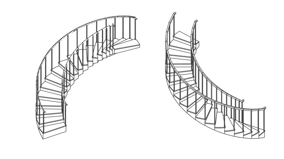 Curved Staircase CAD Drawing 3D AutoCAD Design