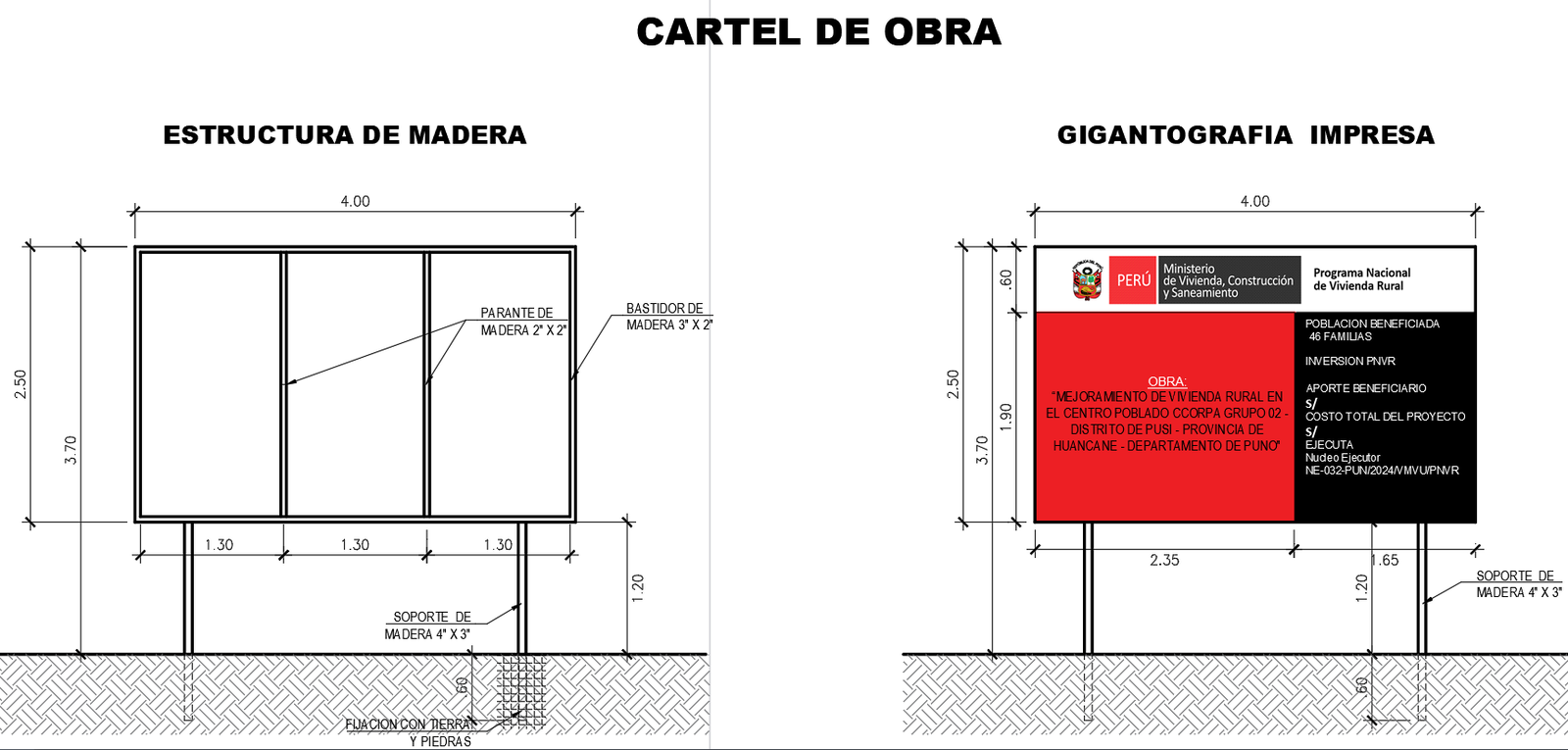 Construction Project Billboard Design CAD Drawing