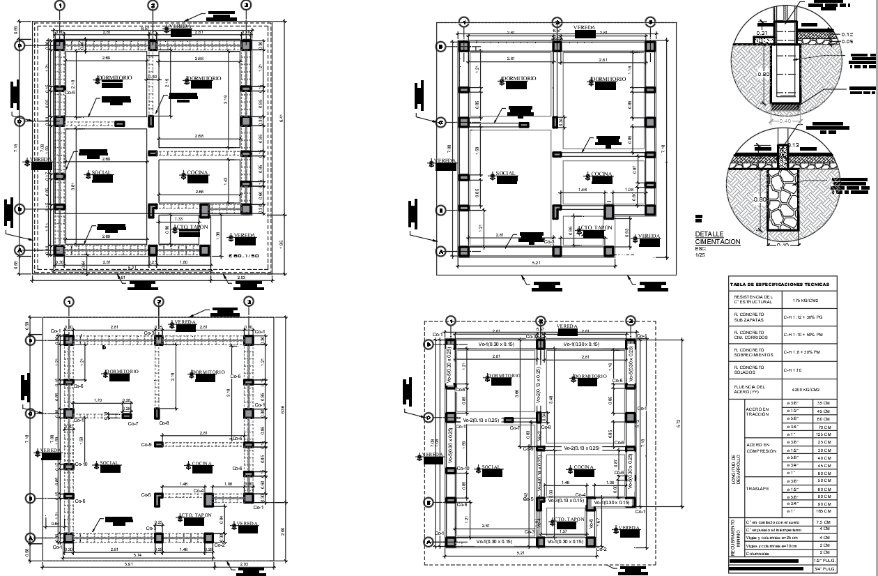 Foundation Plan DWG Files with CAD Reinforcement Details